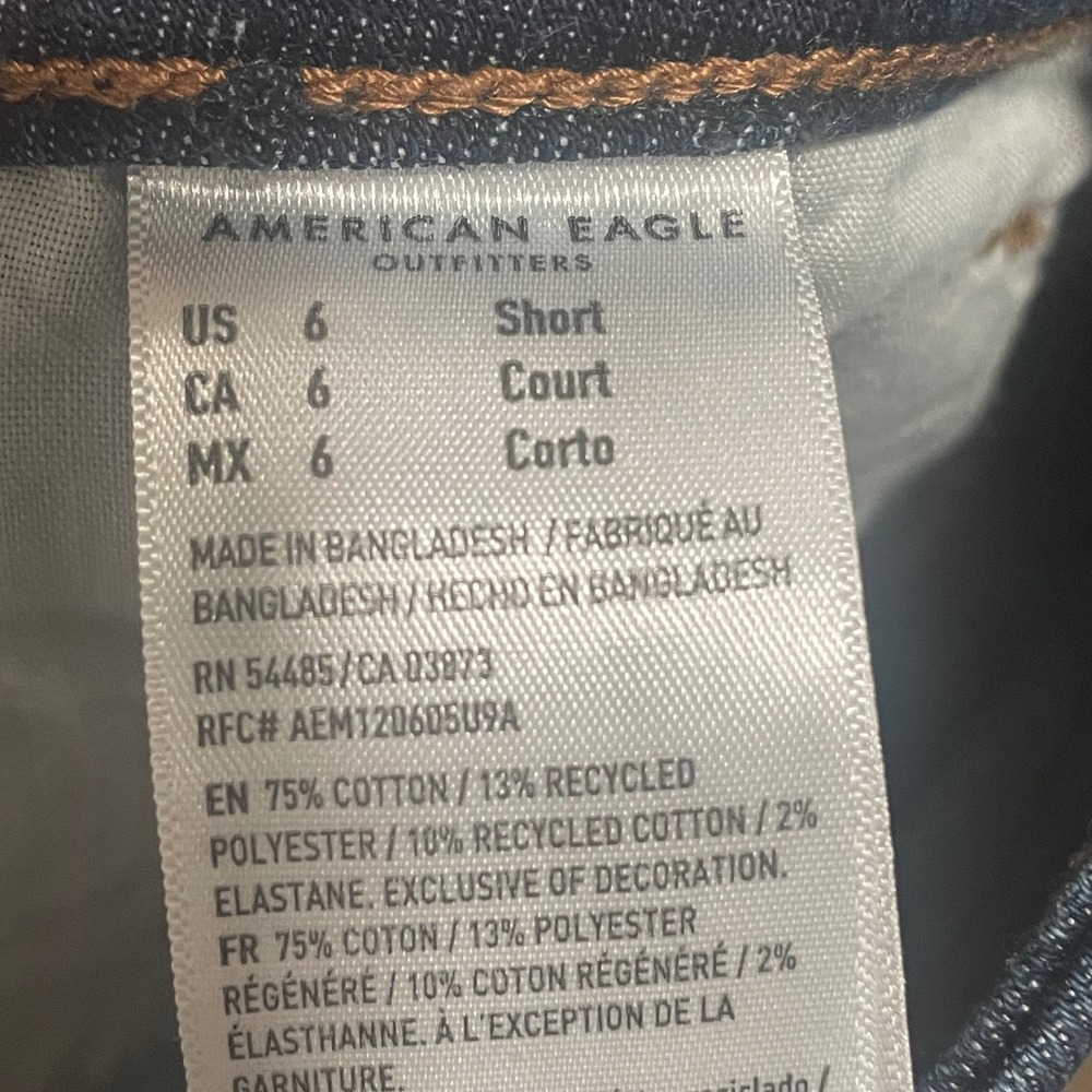 American Eagle Curvy Kick Boot Jeans Womens 6 Short (32x28.5) Dark Wash Stretch - Picture 7 of 8